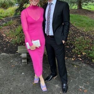 Bright pink sheer dress